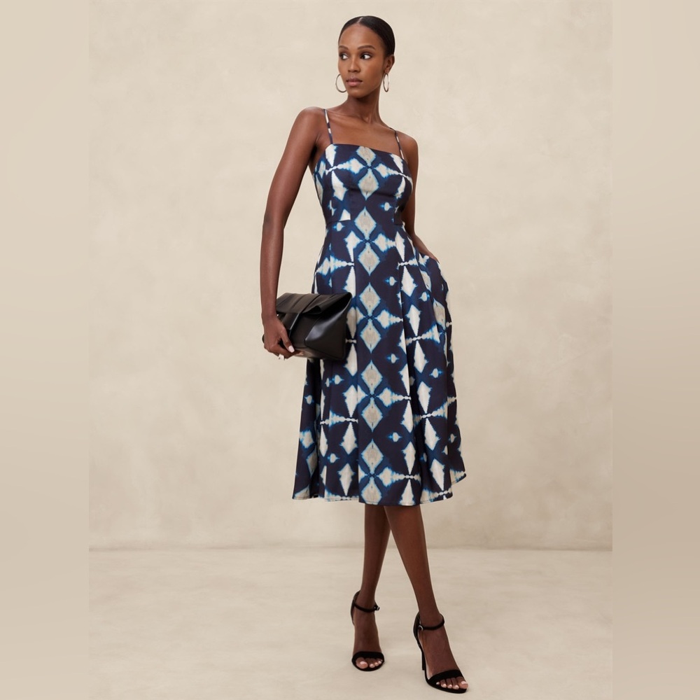 Banana Republic Factory Blue and White Midi Dress